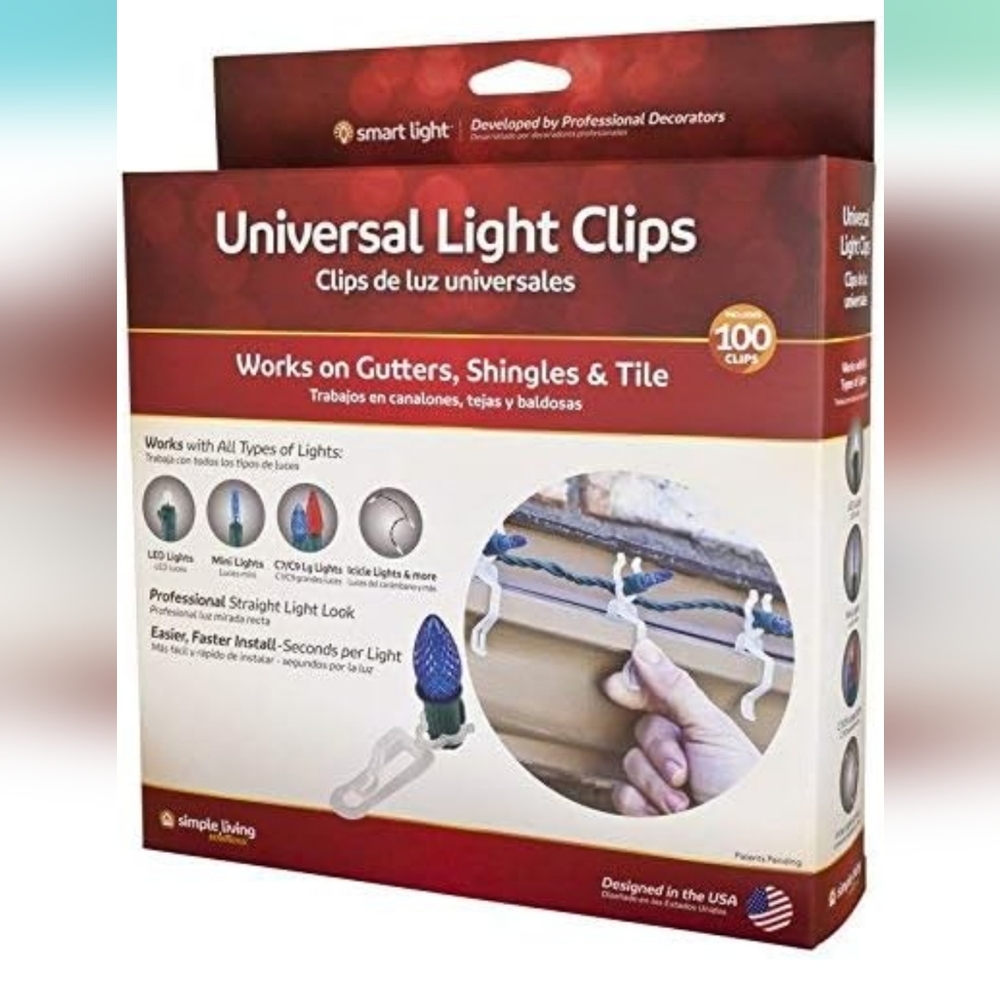 Simple‎ Living Solutions Universal Light Clips 100 Count Gutters Shingles Tile